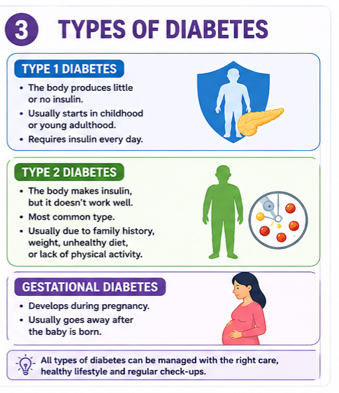 Types of Diabetes: Type1 ,Type 2 & Gestational Diabetes 